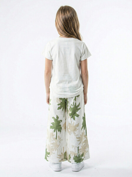 Kız Çocuk 2'li Alt Üst Kombin Takmı 8-14 Yaş SET0537 Ekru - Yeşil - 2