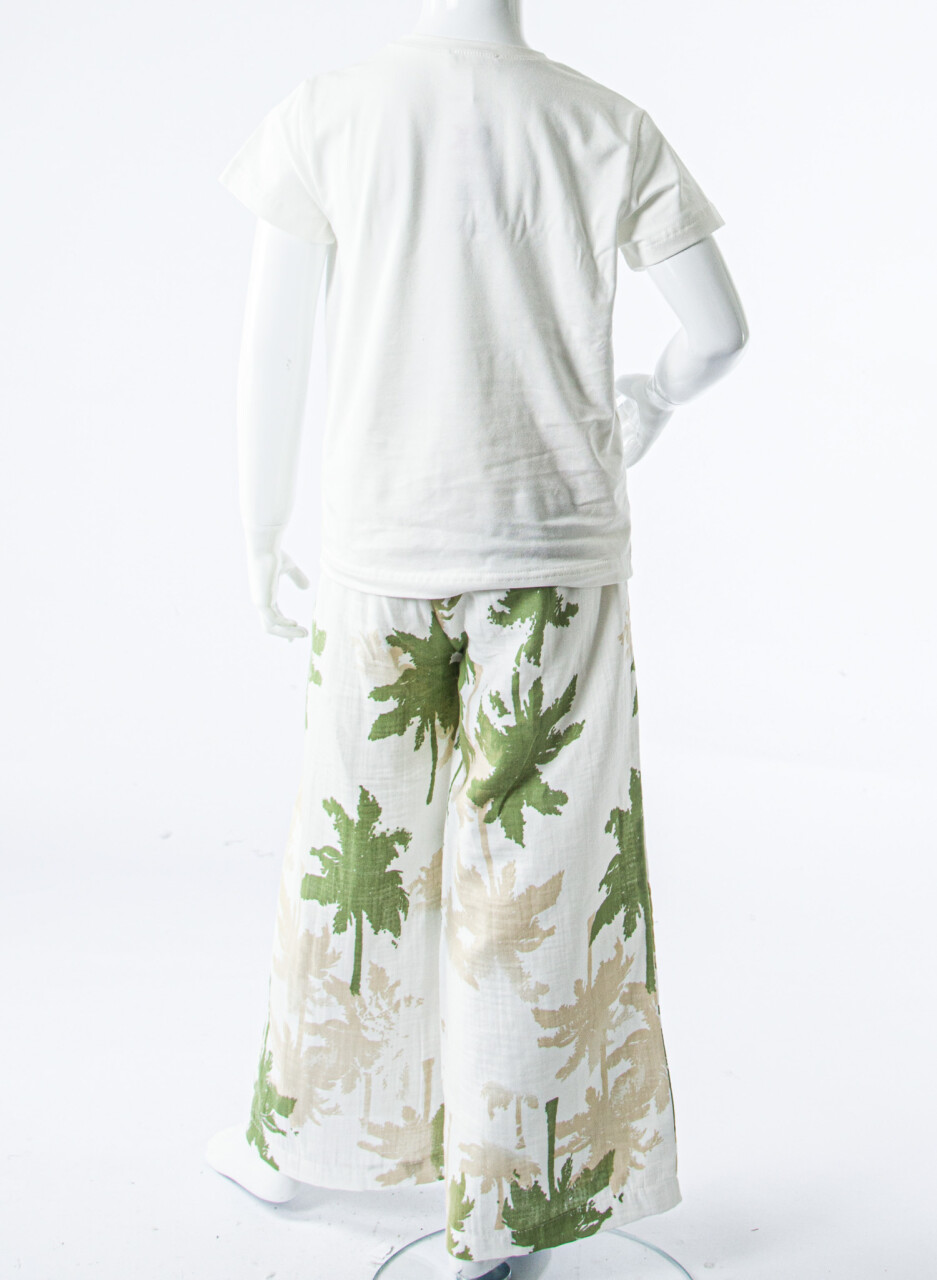 Kız Çocuk 2'li Alt Üst Kombin Takmı 8-14 Yaş SET0537 Ekru - Yeşil - 4