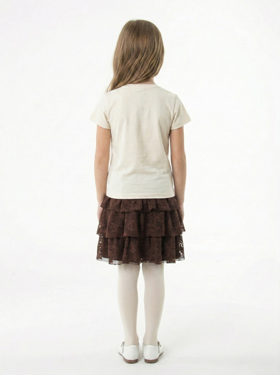 Kız Çocuk 2'li Alt Üst Kombin Takmı 8-14 Yaş SET0538 Kahverengi - 2