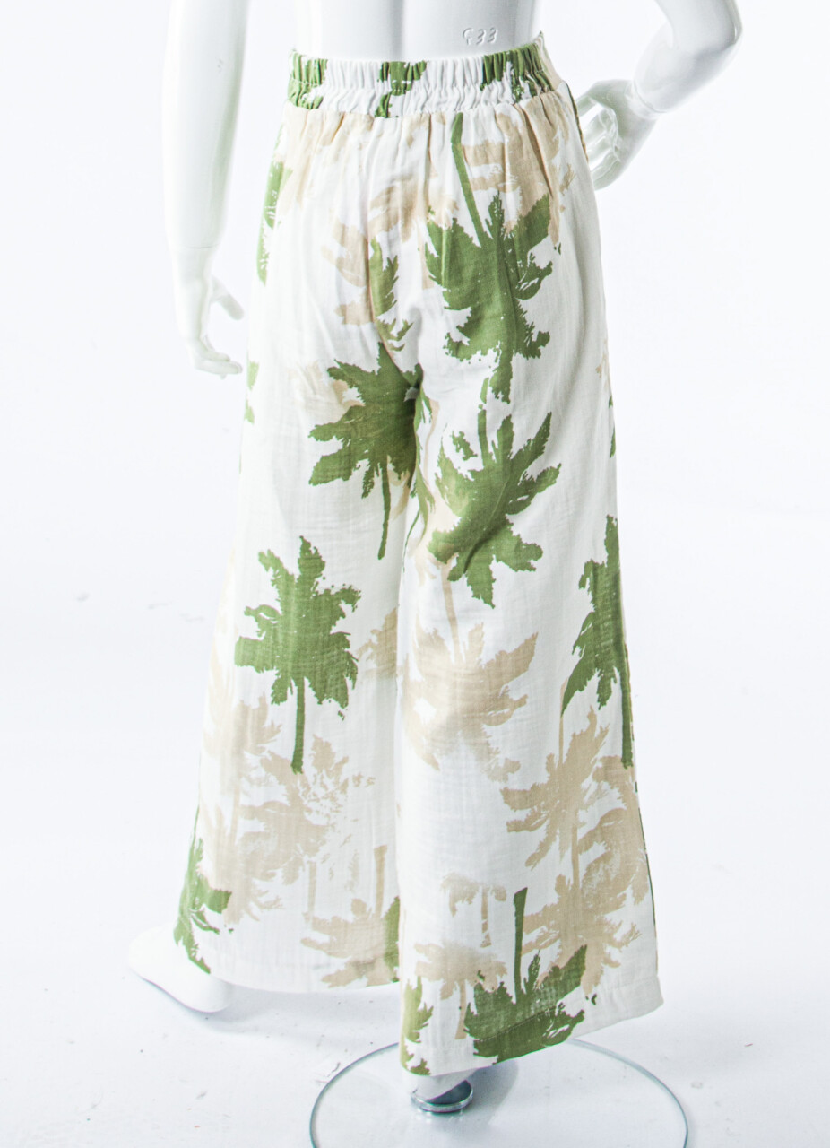 Kız Çocuk Yazlık Pantolon 8-14 Yaş 51366 Ekru - Yeşil - 4