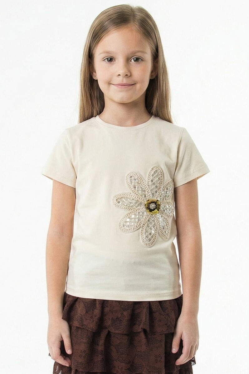 Kız Çocuk Yazlık Tişort 4-8 Yaş 31547 Krem - 1