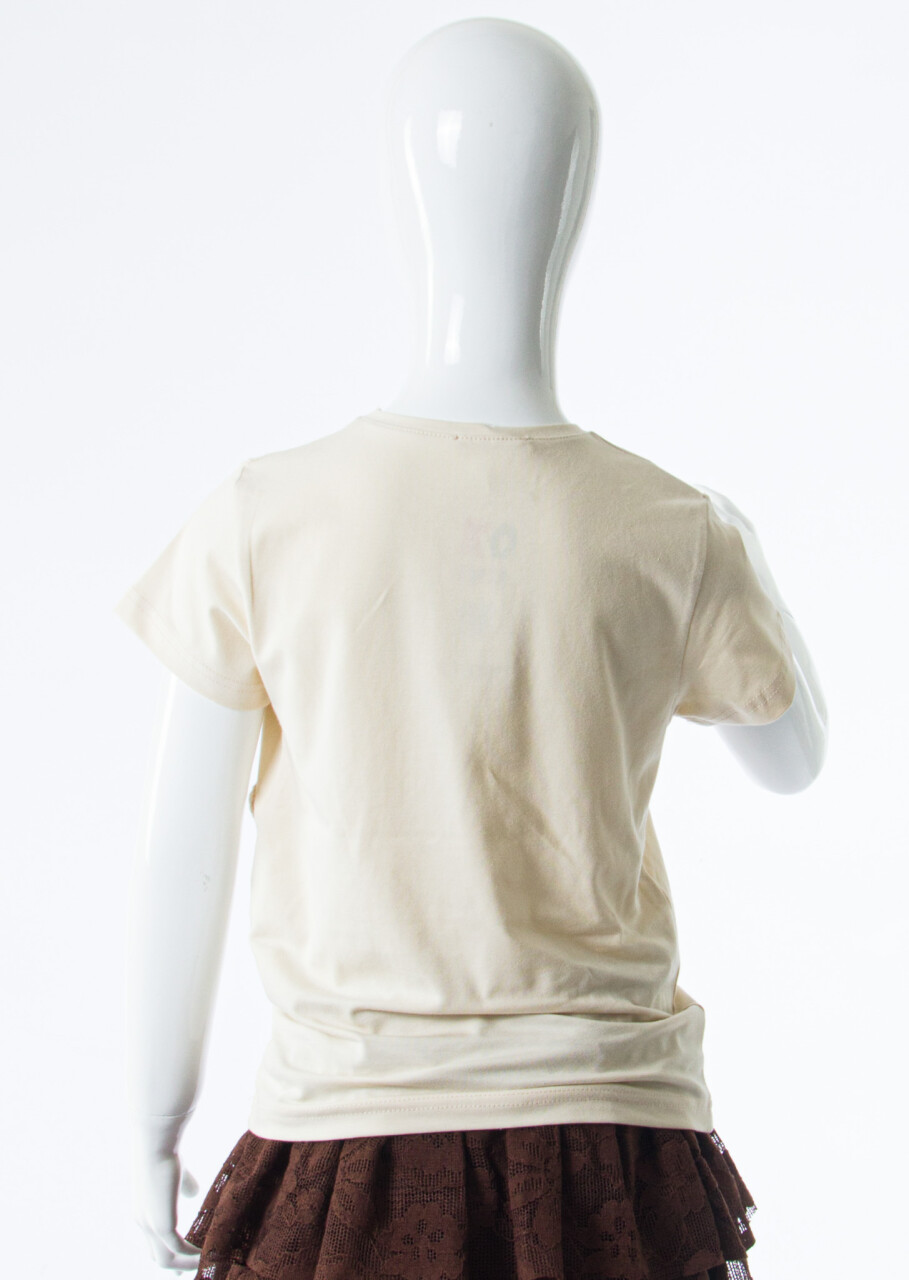 Kız Çocuk Yazlık Tişort 4-8 Yaş 31547 Krem - 4