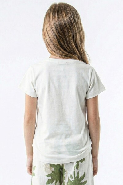 Kız Çocuk Yazlık Tişort 8-14 Yaş 31415 Ekru - Yeşil - 2