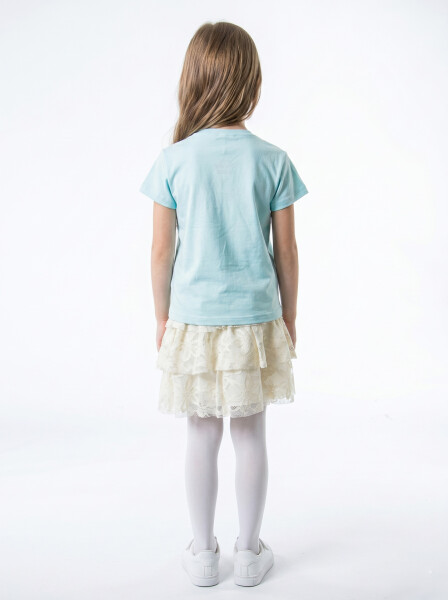 Kız Çocuk Yazlık 2'li Alt Üst Kombin Takmı 4-8 Yaş SET0539 Krem - 2