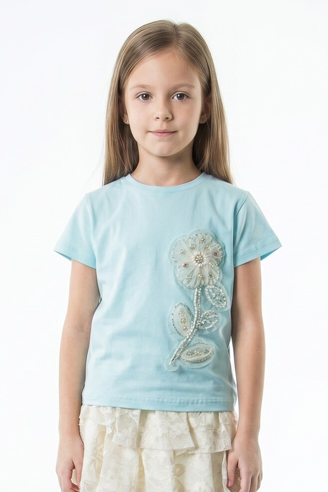 Kız Çocuk Yazlık Tişort 4-8 Yaş 31535 Mavi - 1