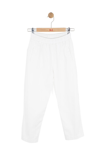 Kız Çocuk Yazlık Pantolon 8-14 Yaş 51329 Ekru - 3
