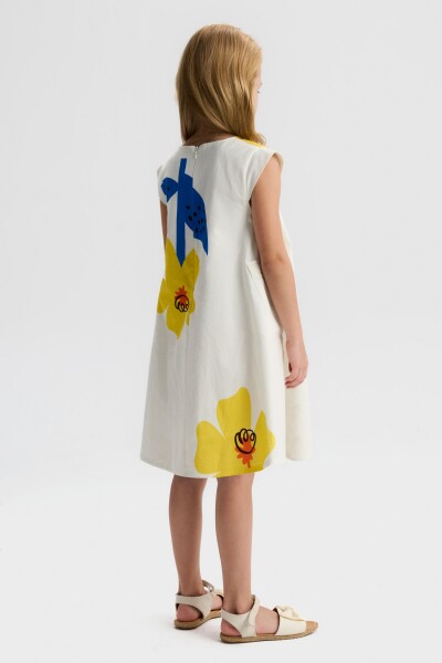 Kız Çocuk Yazlık Elbise 4-8 Yaş 71512 Ekru - Sari - 2