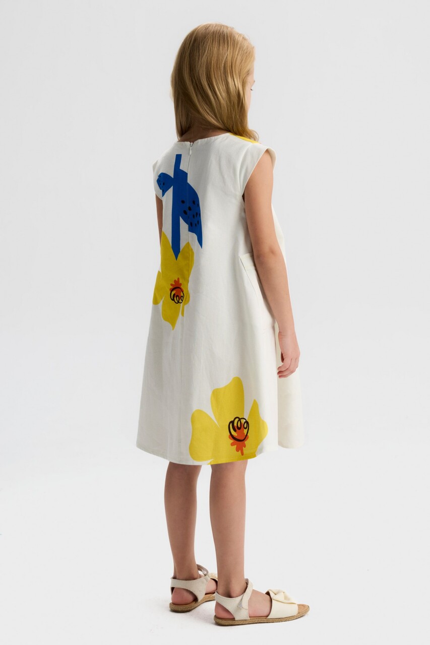 Kız Çocuk Yazlık Elbise 4-8 Yaş 71512 Ekru - Sari - 2