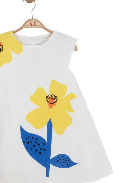 Kız Çocuk Yazlık Elbise 4-8 Yaş 71512 Ekru - Sari - 6
