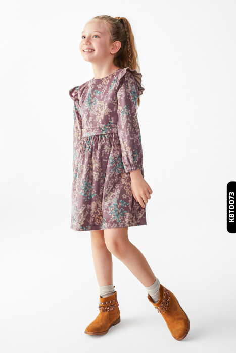 Kız Bebek Elbise 9-24 Ay 75604 Mor - 1