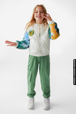 Kız Çocuk Kuzey Işıkları Sweatshirt 4-8 Yaş 35504 Ekru - Mavi - 4