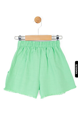 56509 شورت بناتي قصير بأهداب خصر مطاطي جيوب متناظرة للأعمار 4-8 سنوات - 4