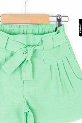 56509 شورت بناتي قصير بأهداب خصر مطاطي جيوب متناظرة للأعمار 4-8 سنوات - 5