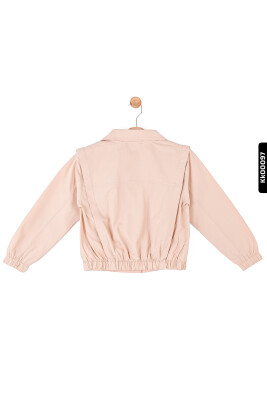 Sivri Yakalı Alt Kısımılı Düğmeli Büzgü Kollu Kız Çocuk Ceket 8-14 Yaş 36432 Camel - 4