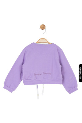 Düğmeli Yakalı Bomber Kalıplı Düz Renki Kız Çocuk Hırka 9Ay-4 Yaş 36619 Lila - 2