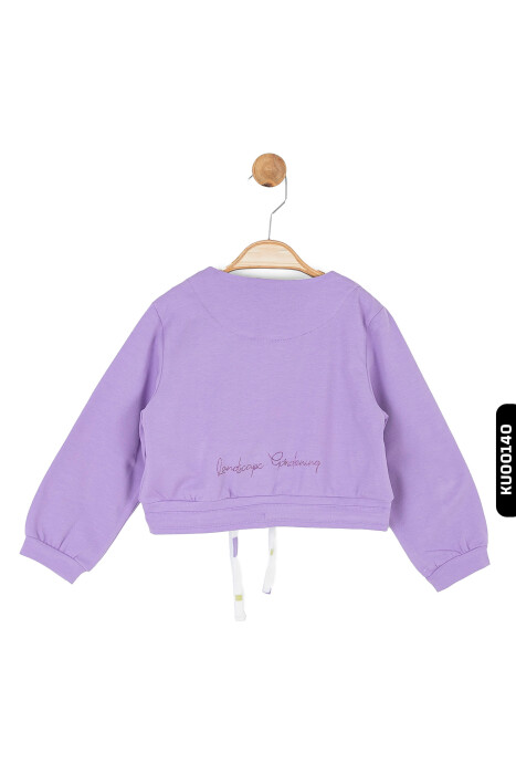 Düğmeli Yakalı Bomber Kalıplı Düz Renki Kız Çocuk Hırka 9Ay-4 Yaş 36619 Lila - 2