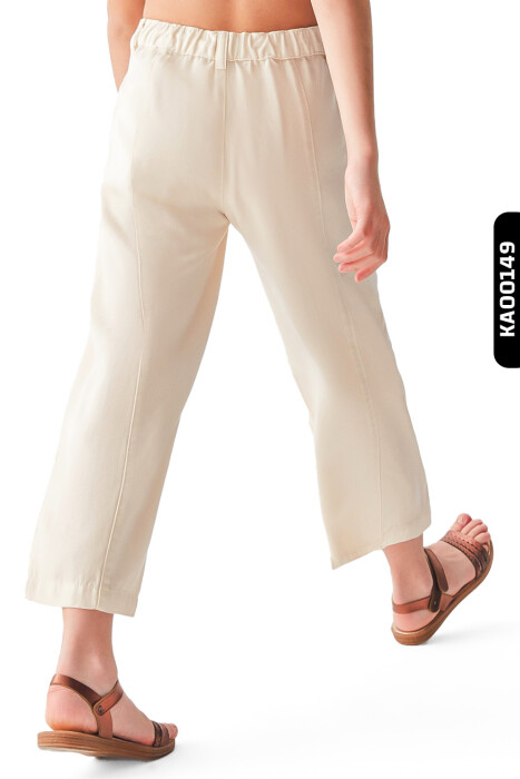 56710 بنطال بناتي جيوب بغطاء قلاب بخصر مطاطي أكمام بنهاية عريضة للأعمار 8-14 سنة - 2