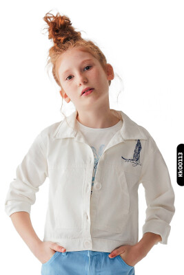 Kız Çocuk Gömlek 8-14 Yaş 36314 Ekru - 1