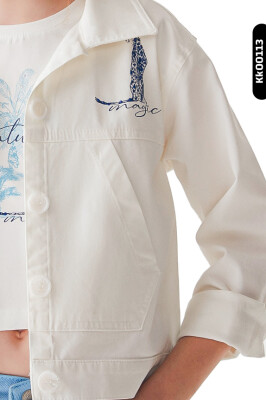 Kız Çocuk Gömlek 8-14 Yaş 36314 Ekru - 3