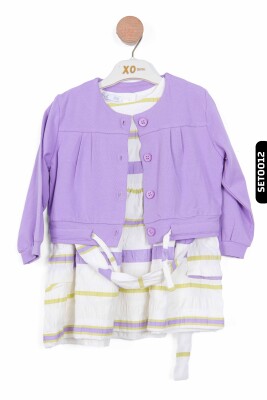 Düğmeli Yakalı Bomber Kalıplı Düz Renki Kız Çocuk Hırka 9Ay-4 Yaş 36619 Lila - 5