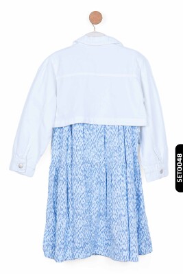 Düğmeli Polo Yakalı sahte Çift Cepli Düz Renk Kız Çocuk Ceket 8-14 Yaş 36704 Beyaz - 6