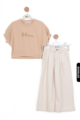 56715 بنطال بناتي بأكمام عريضة جيوب متناظرة بخصر عادي للأعمار 4-8 سنوات - 8