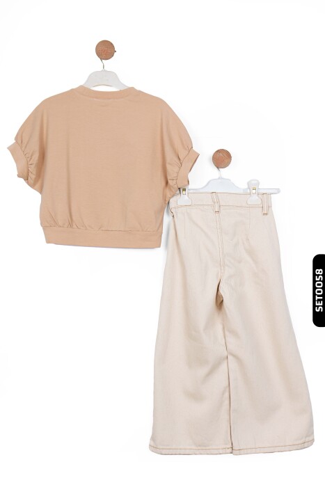 56715 بنطال بناتي بأكمام عريضة جيوب متناظرة بخصر عادي للأعمار 4-8 سنوات - 9