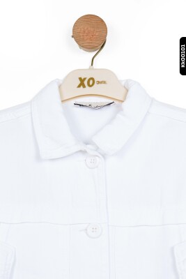 Sivri Yakalı Çift Kapaklı Cepli Düğmeli Kız Çocuk Gömlek 8-14 Yaş 36707 Beyaz - 4