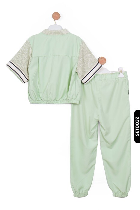 U Yakalı Askılı Kollu Lastik Belli Kız Çocuk Bluz 8-14 Yaş 36303 Yeşil - 6