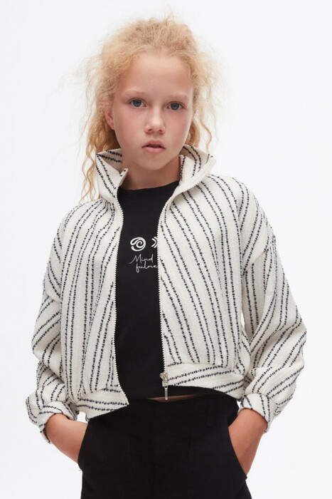 Kız Çocuk Hırka 8-14 Yaş 37328 Krem-Siyah - 1