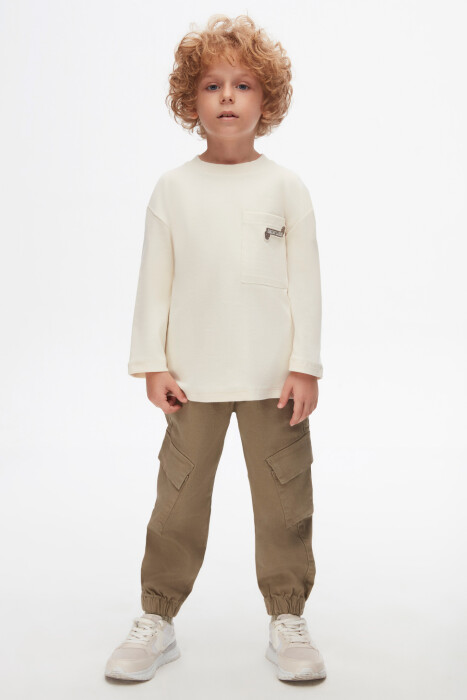 Erkek Çocuk Sweatshirt 4-8 Yaş 47509 Ekru - 4