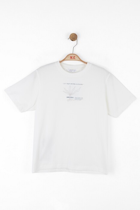 Erkek Çocuk Tişort 8-14 Yaş 48349 Ekru - 1
