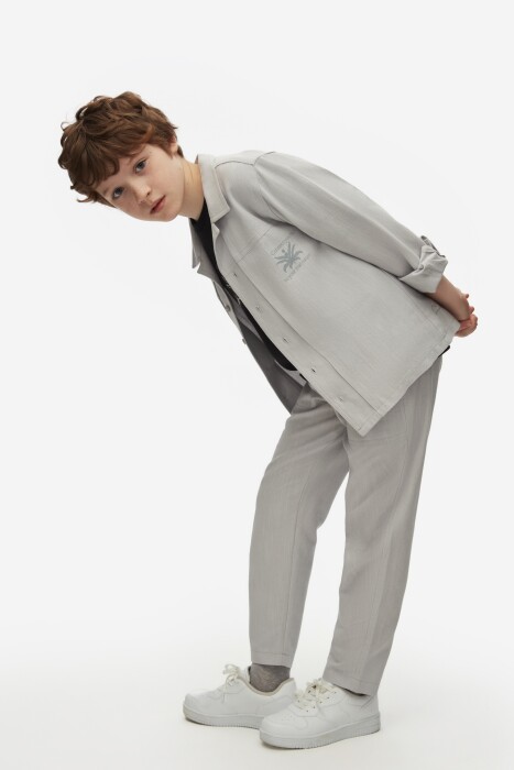 Erkek Çocuk Gömlek 8-14 Yaş 48350 Gri - 5