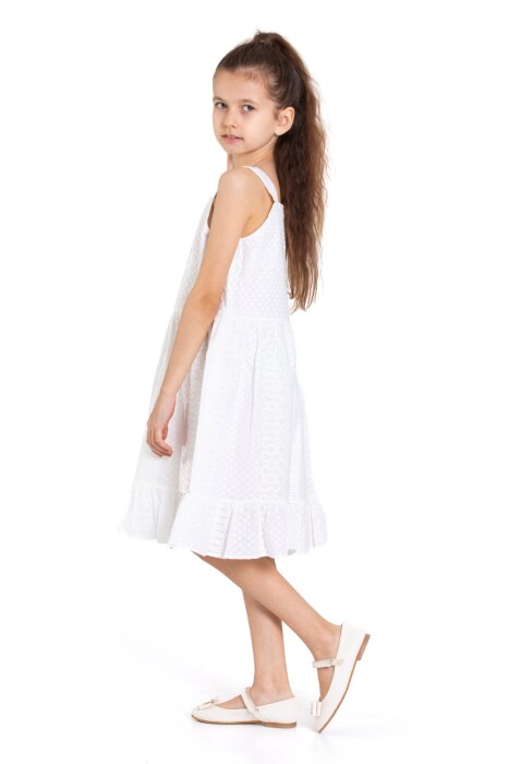 Kız Çocuk Elbise 4-8 Yaş 78502 Beyaz - 3