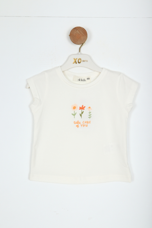 Kız Çocuk Tişort 1-4 Yaş 38602 Ekru - NK KİDS