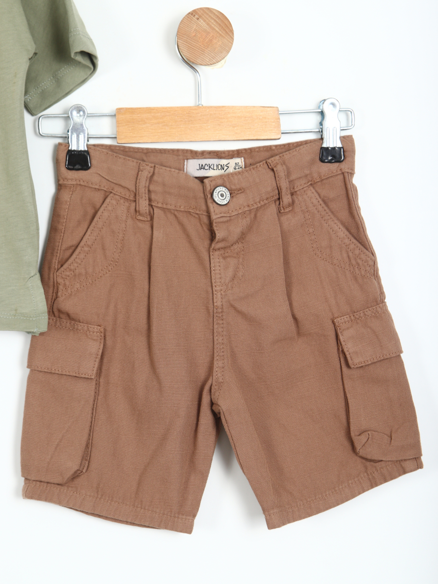 Erkek Çocuk Kombin Takmı 1-4 Yaş SET0321 Kahverengi - 3