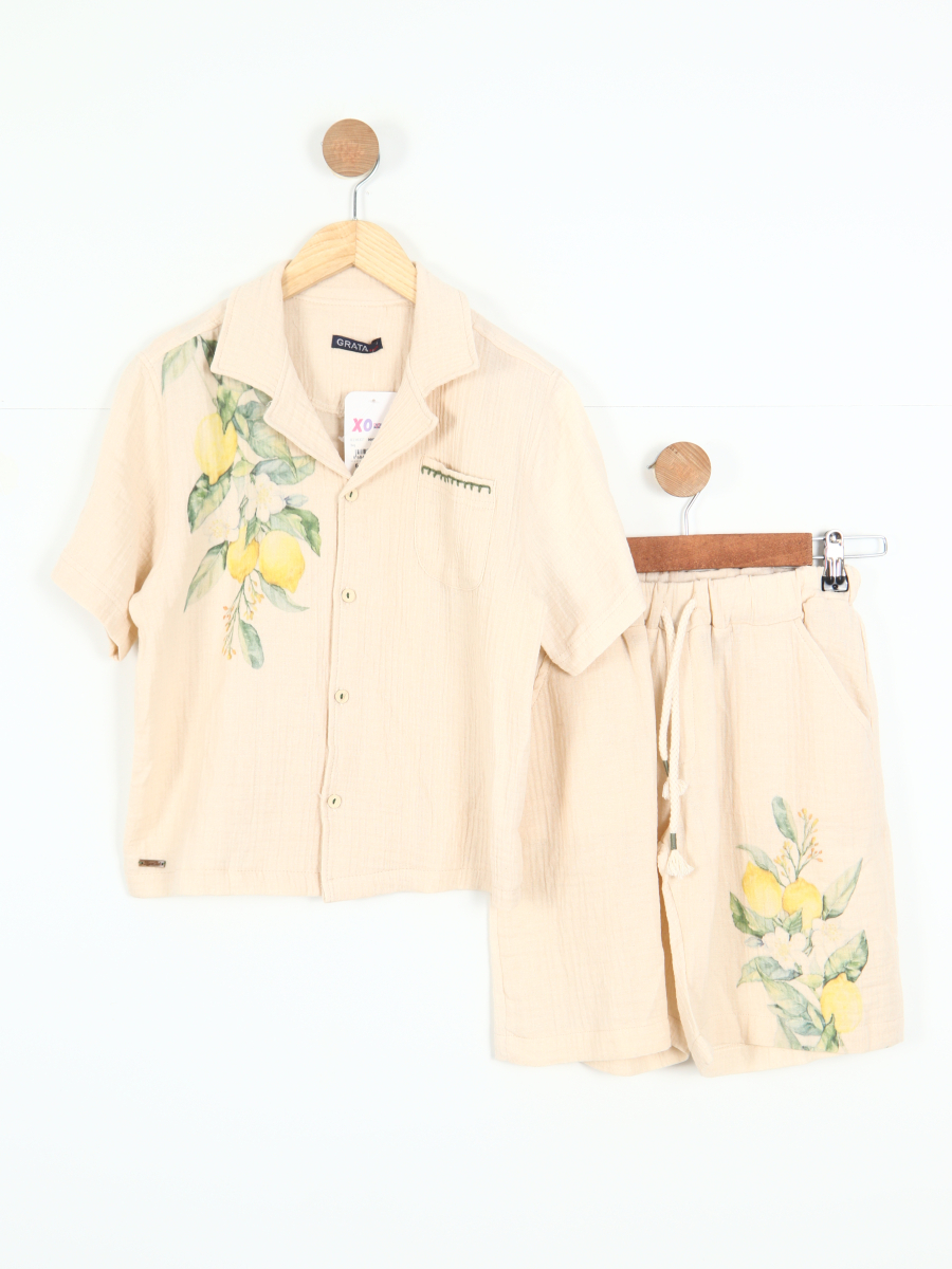 Erkek Çocuk Kombin Takmı 6-12 Yaş SET0337 Bej - 1