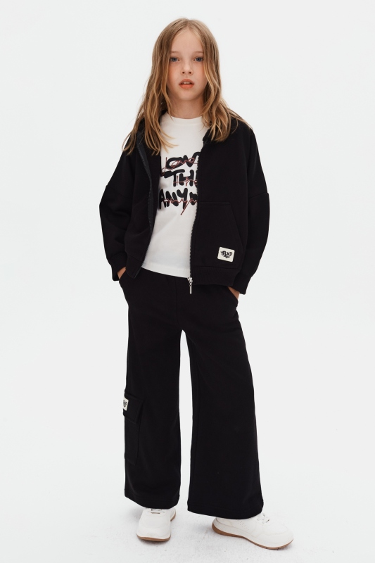 Kız Çocuk Eşofman Takım 8-14 Yaş 19302 Siyah - 1