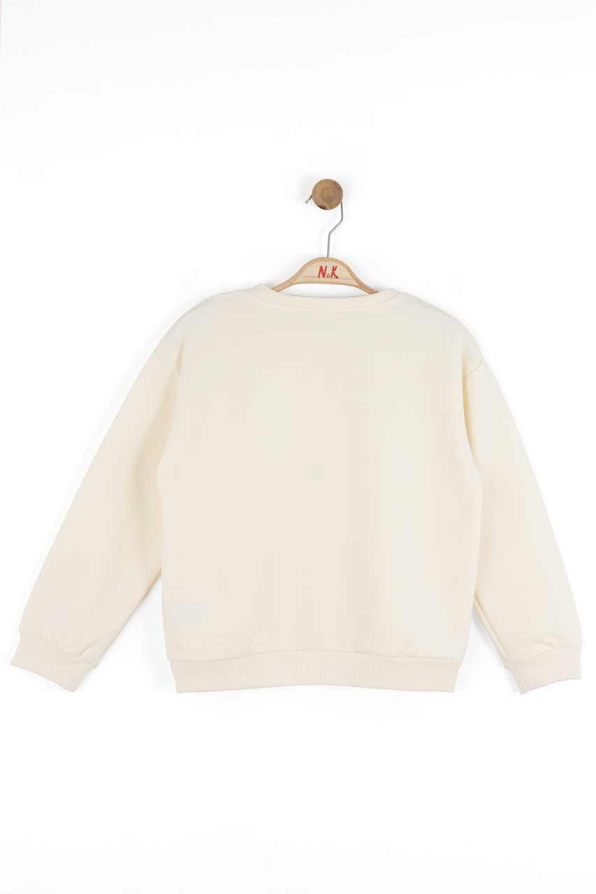 Kız Çocuk Sweatşirt 8-14 Yaş 39306 Krem - 3
