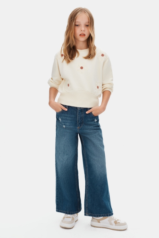 Kız Çocuk Sweatşirt 8-14 Yaş 39306 Krem - 6