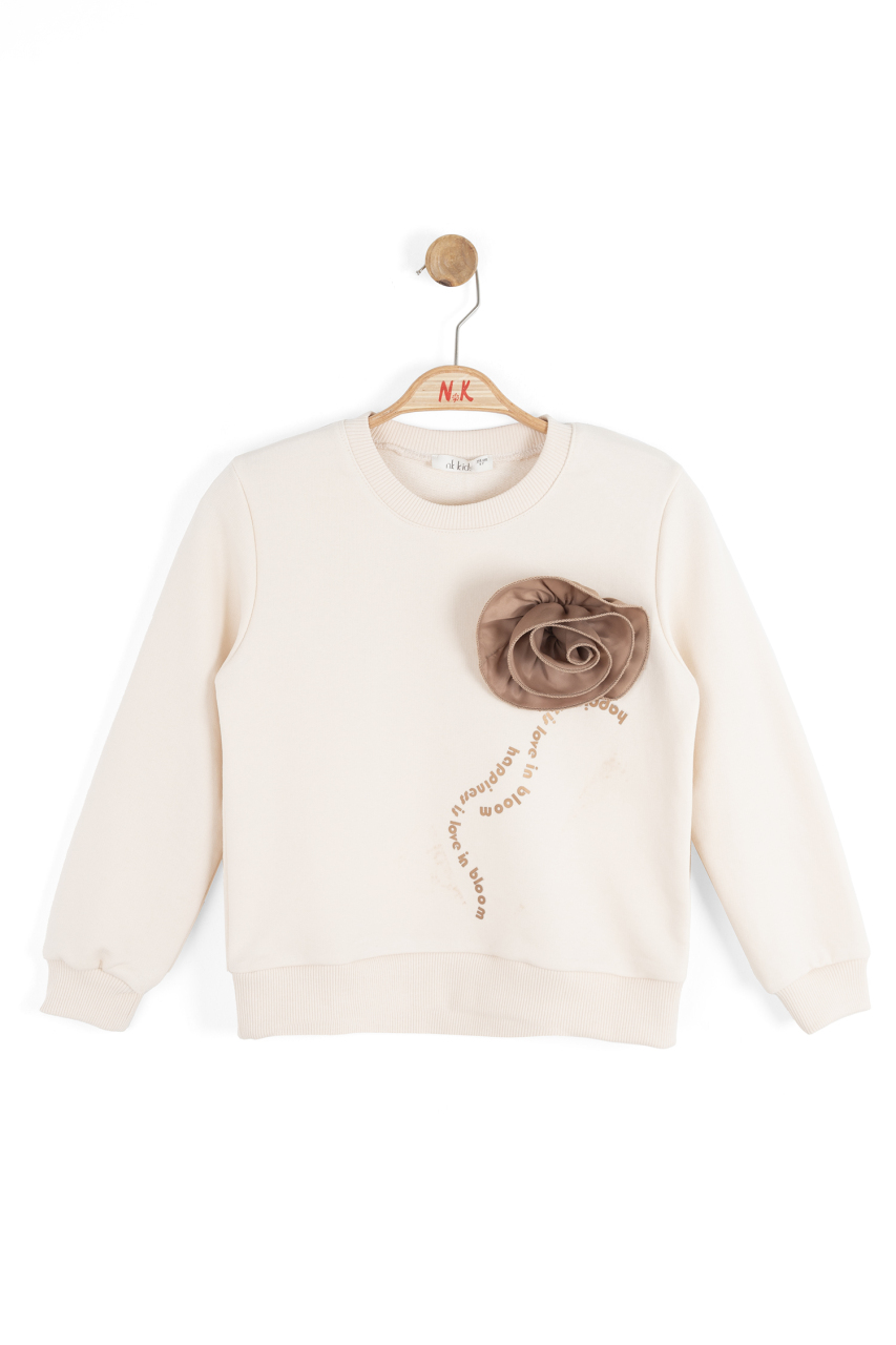 Kız Çocuk Sweatşirt 4-8 Yaş 39533 Krem - Kahve - 2