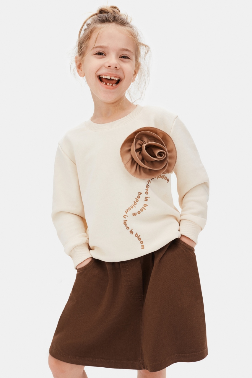 Kız Çocuk Sweatşirt 4-8 Yaş 39533 Krem - Kahve - 7