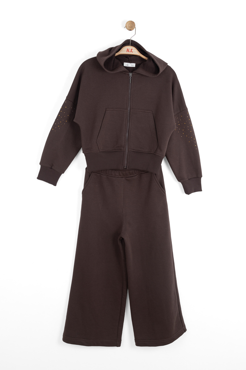 Kız Çocuk Eşofman Takım 8-14 Yaş 19307 Kahve - 5