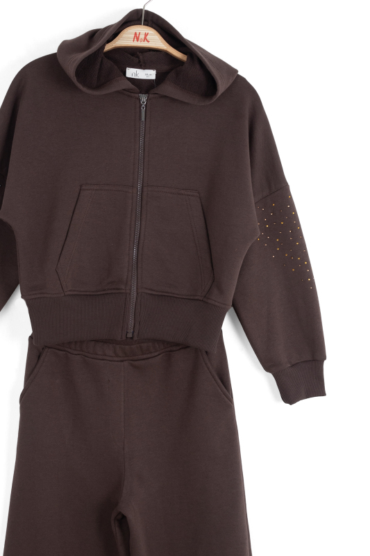 Kız Çocuk Eşofman Takım 8-14 Yaş 19307 Kahve - 7