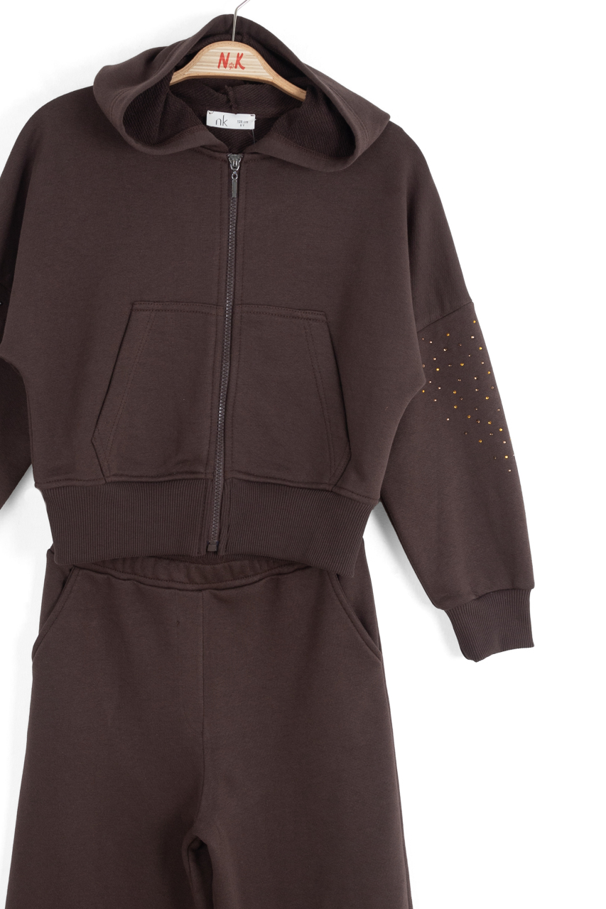 Kız Çocuk Eşofman Takım 8-14 Yaş 19307 Kahve - 7