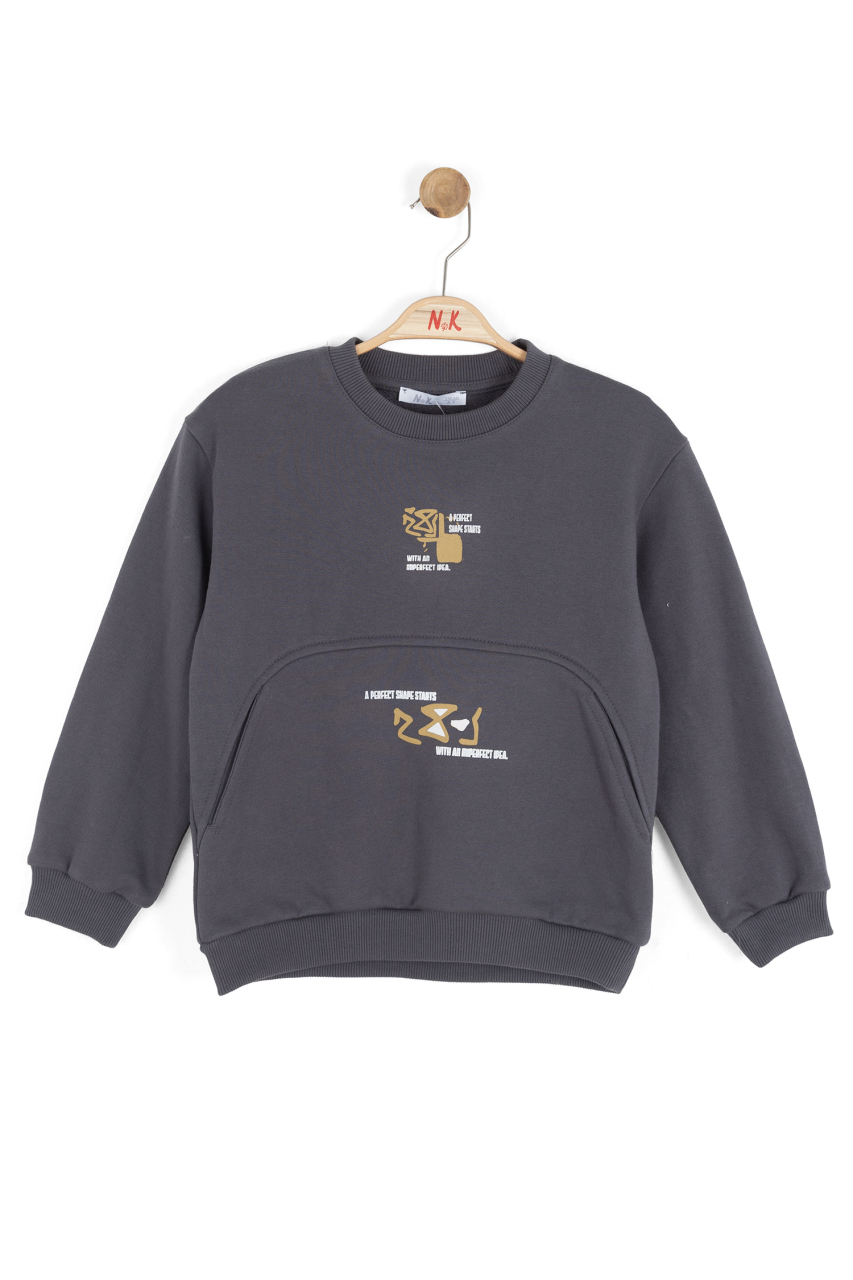 Erkek Çocuk Swaetşirt 4-8 Yaş 49507 Antrasıt - 1