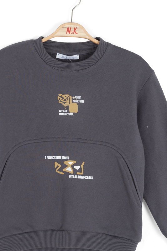 Erkek Çocuk Swaetşirt 4-8 Yaş 49507 Antrasıt - 2