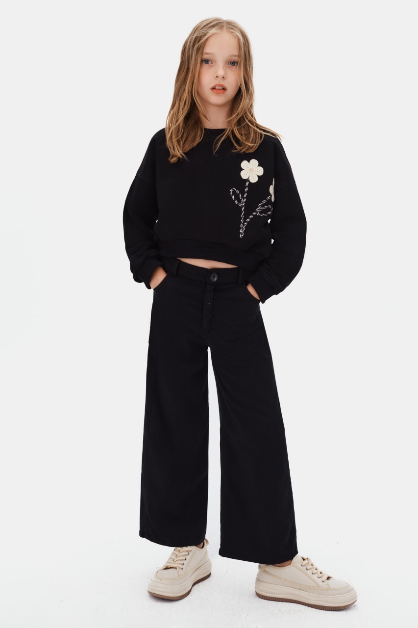 Kız Çocuk Pantolon 8-14 Yaş 59317 Siyah - 3