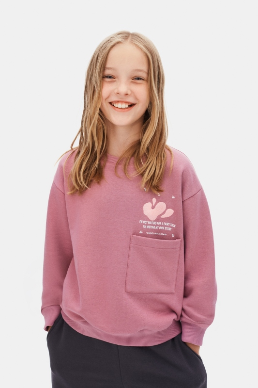 Kız Çocuk Sweatşirt 8-14 Yaş 39322 Lila - 4