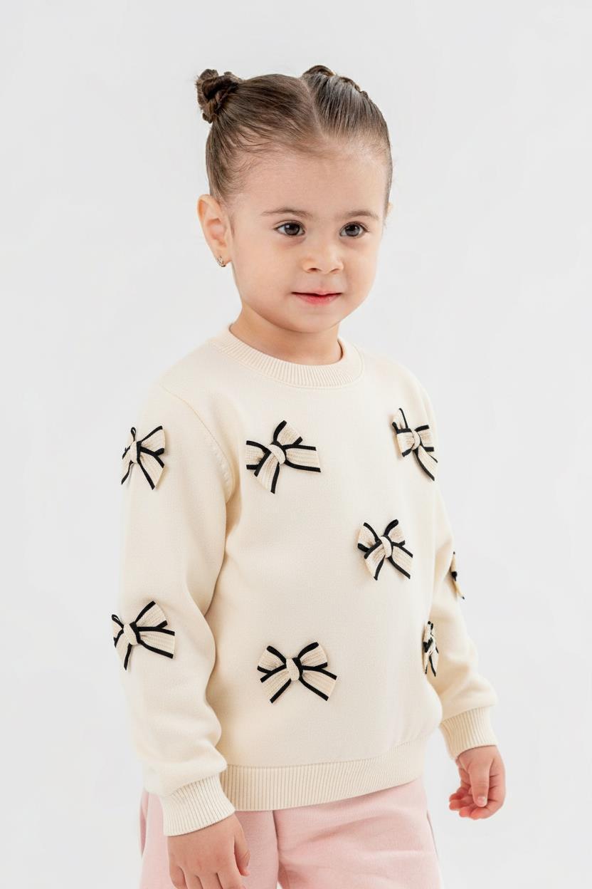 Kız Çocuk Sweatşirt 1-4 Yaş 39629 Krem - 3